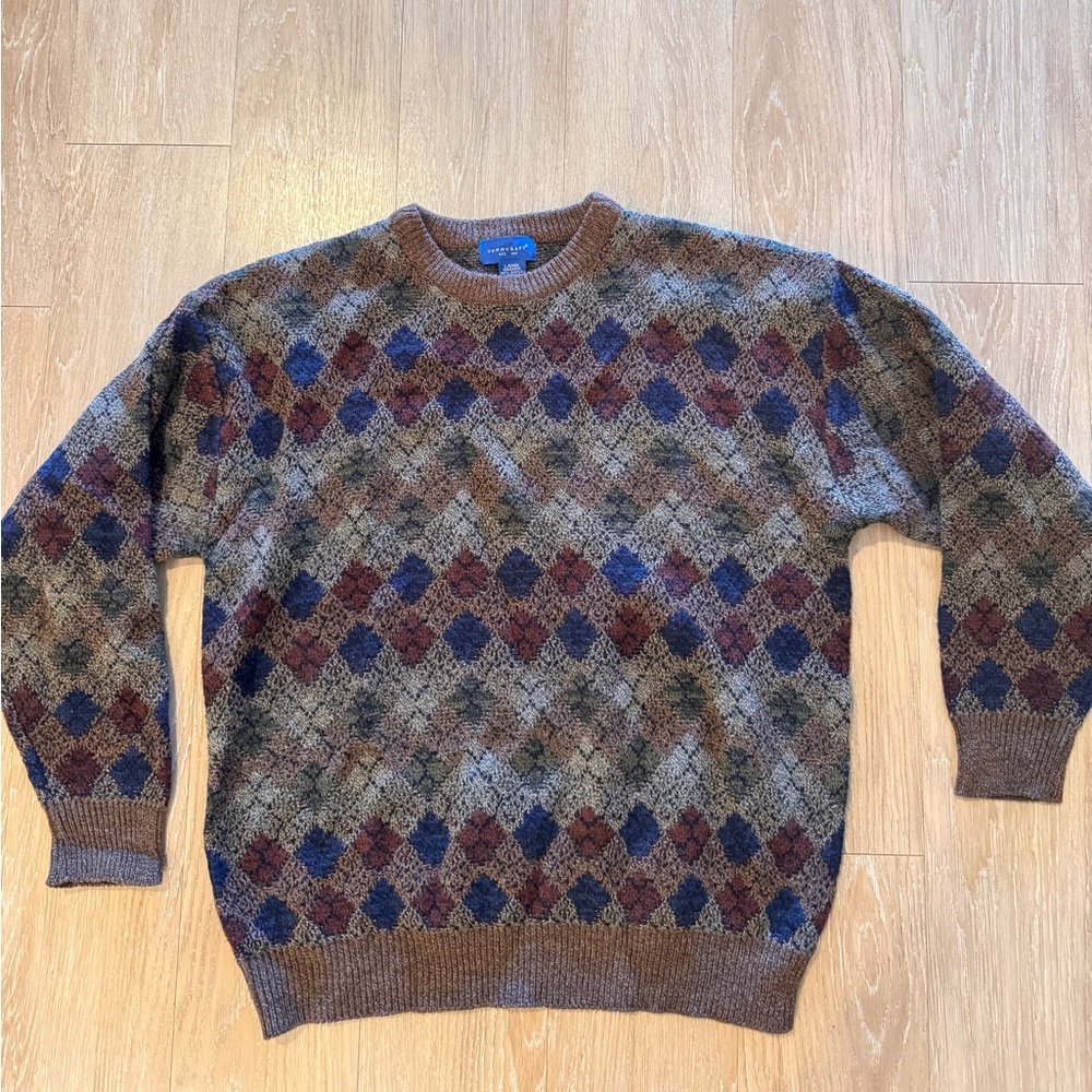 Men's Argyle Sweater - Chunky Grandpa Sweater